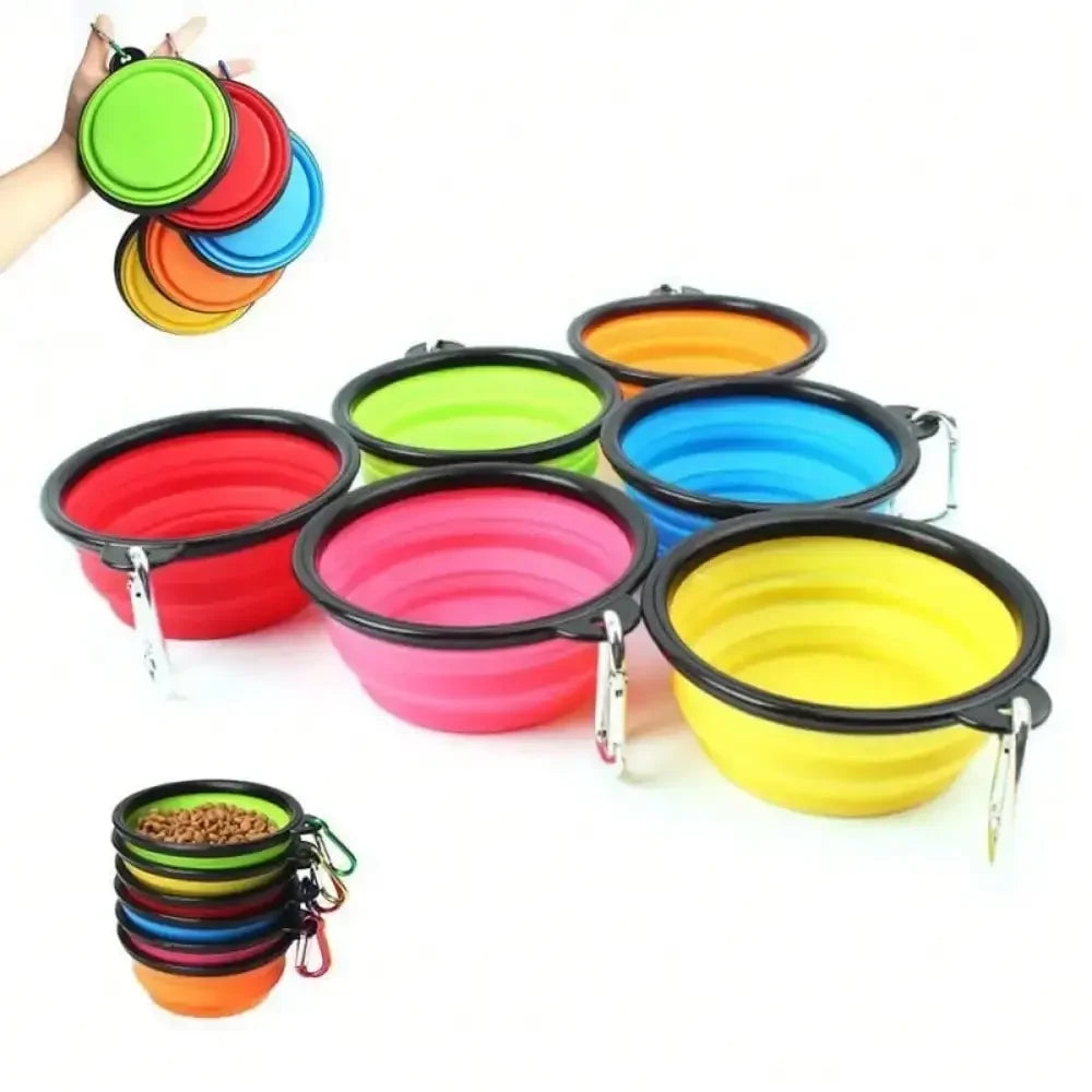Collapsible Silicone Pet Travel Bowl with Carabiner