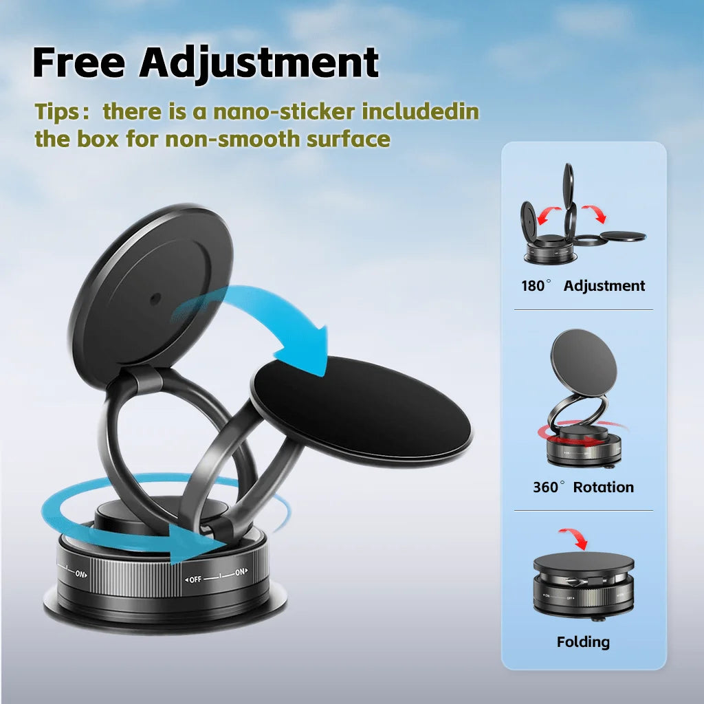 Foldable Magnetic Phone Stand Holder with Vacuum Suction Base