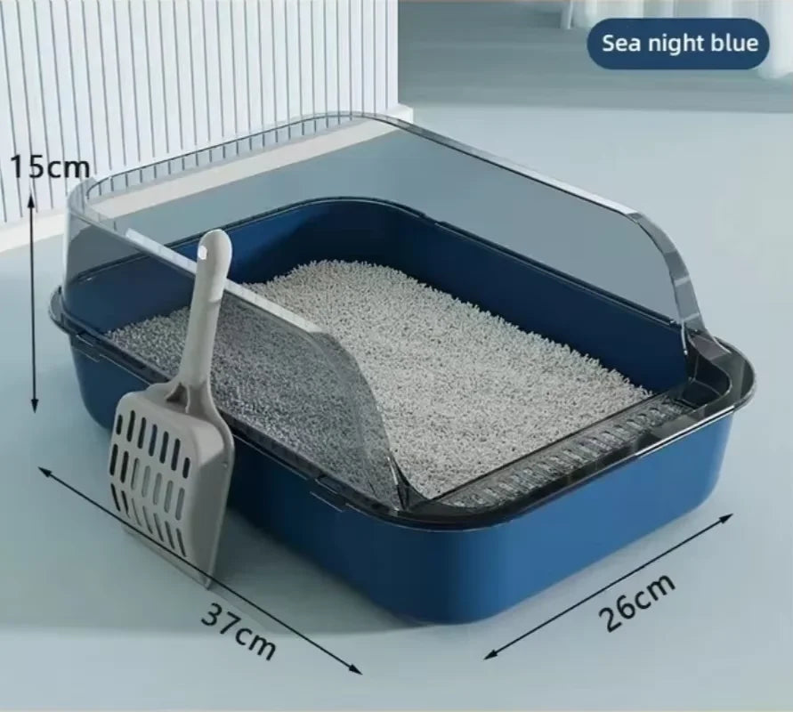 Semi-Enclosed Cat Litter Box with High Sides