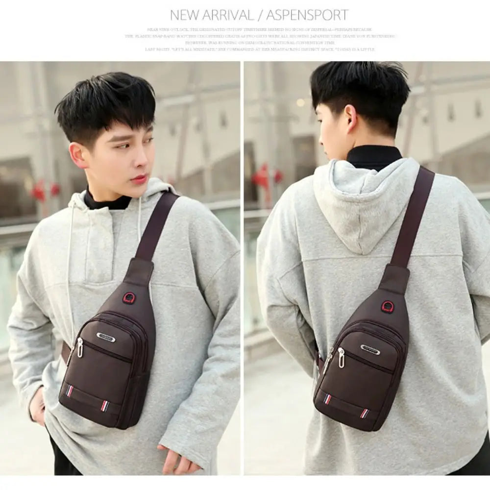 Oxford Crossbody Sling Bag with USB Port &amp; 3 Zip Pockets