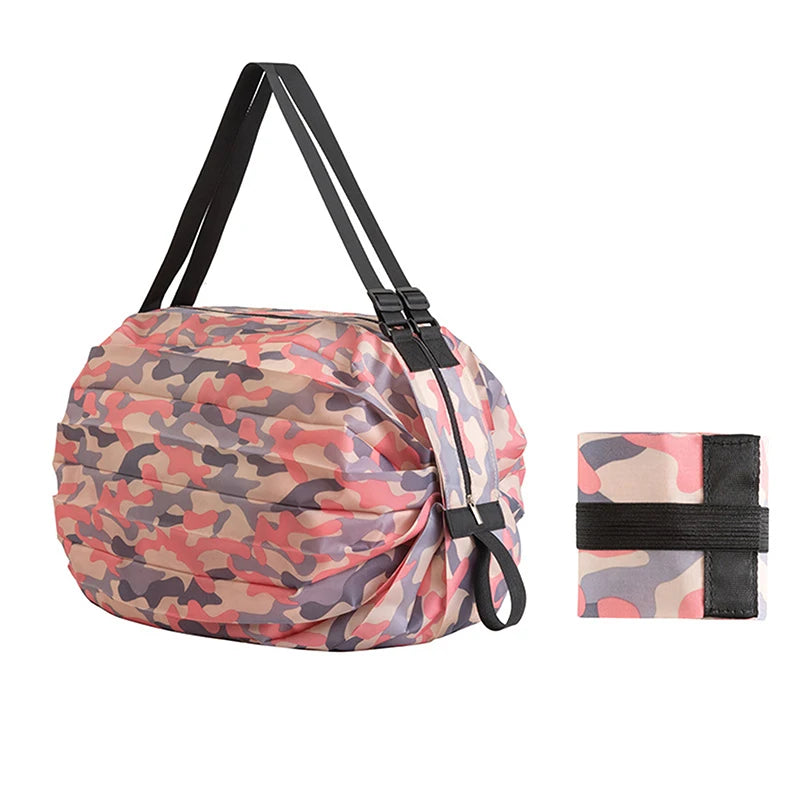 Foldable Nylon Reusable Shopping Bag with Adjustable Handle