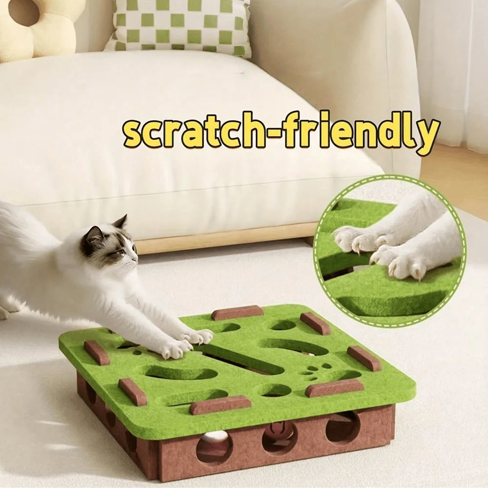 Interactive Cat Puzzle Toy with Maze Tunnel &amp; Bell Ball