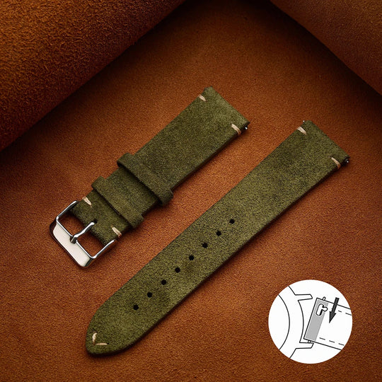 Quick Release Suede Leather Watch Band for Traditional Watches
