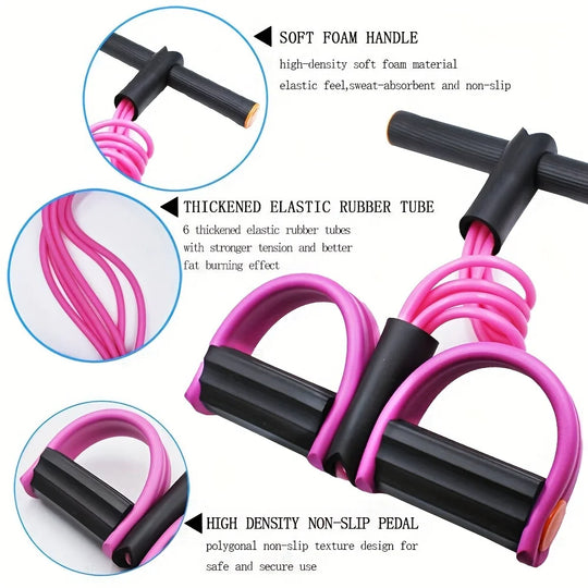 6-Tube Resistance Band with Foot Pedals &amp; Foam Handles