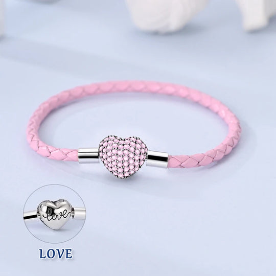 925 Sterling Silver Gold-Plated Heart Charm Bracelet