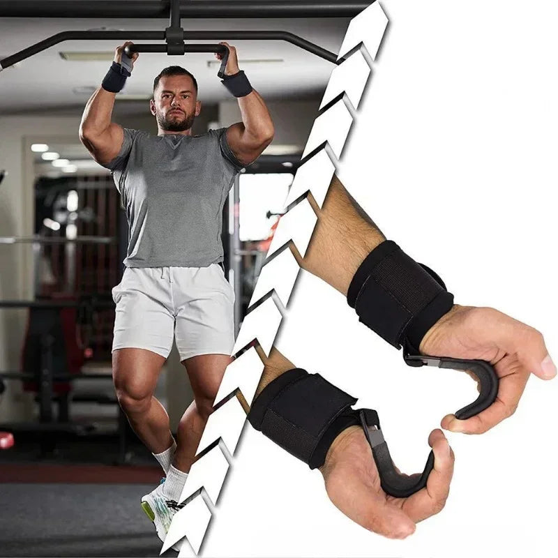 Non-Slip Weight Lifting Hooks with Wrist Straps