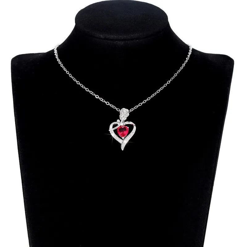 Heart Pendant Necklace for Mom with Rhinestones