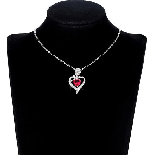 Heart Pendant Necklace for Mom with Rhinestones