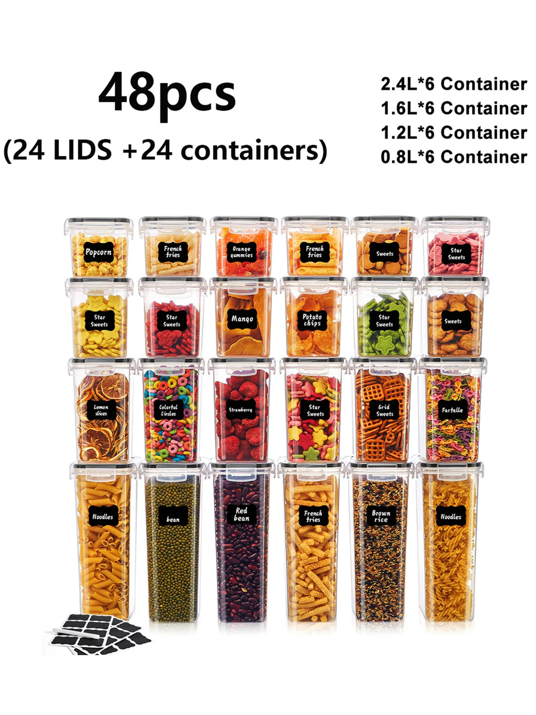 24-Piece Dry Food Storage Container Set