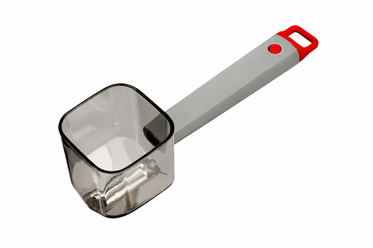 Stainless steel peeler with red accents