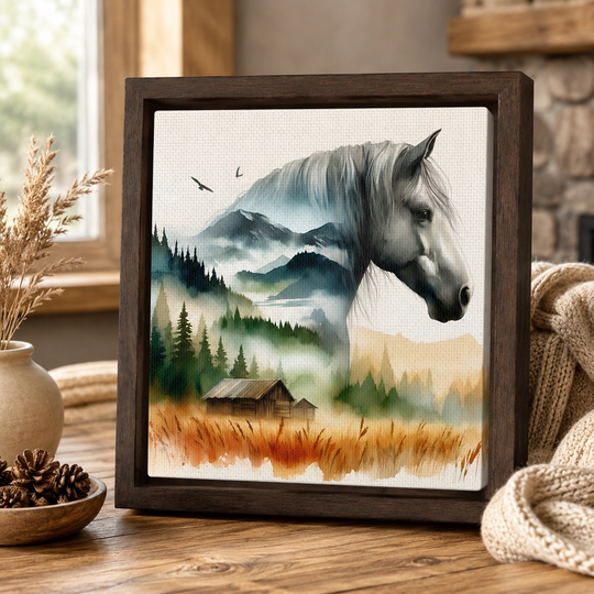 Watercolor Grey Horse Canvas Art