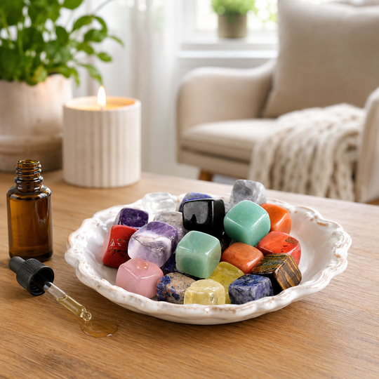 Natural Crystal Aromatherapy Diffuser Stone Cube Set