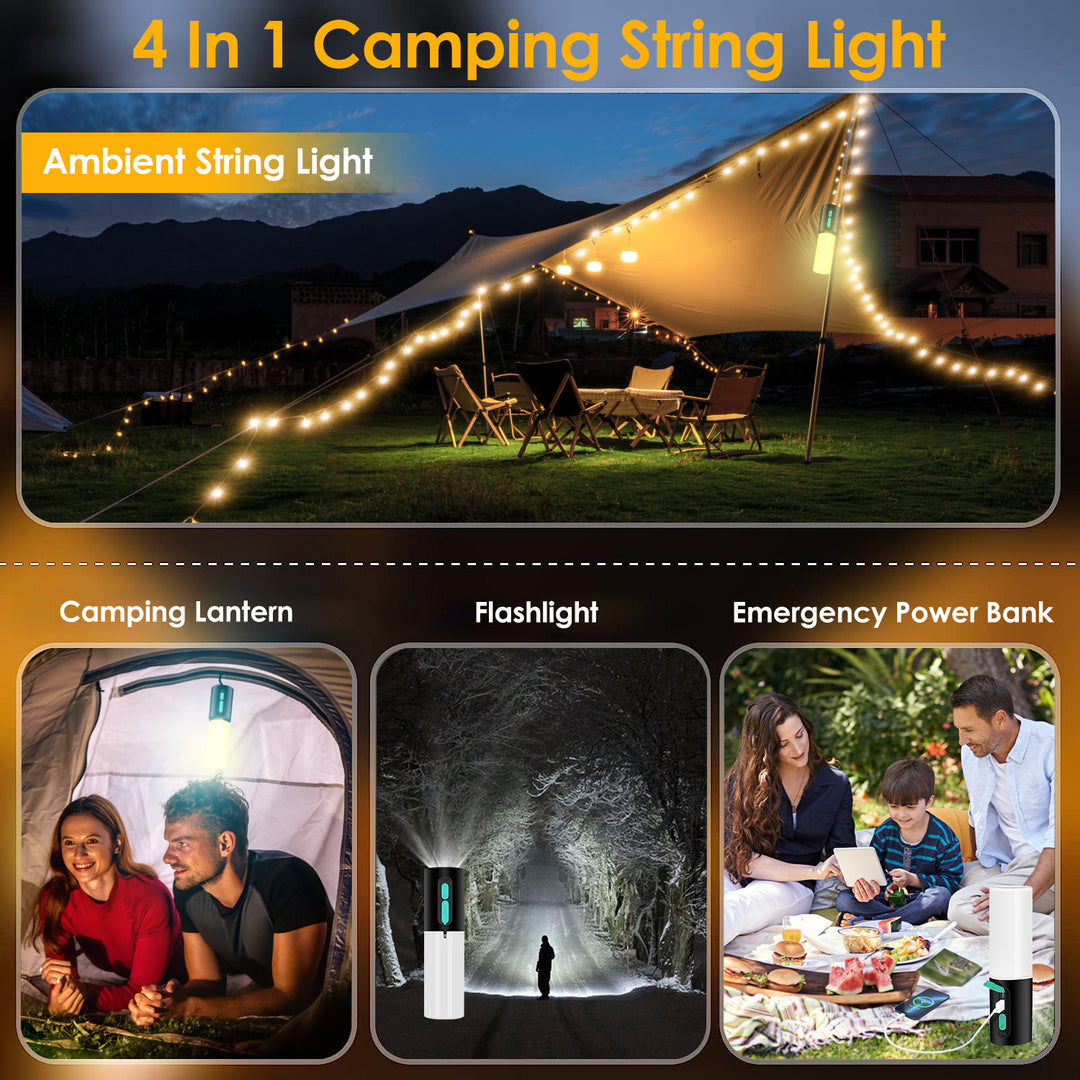 4-in-1 Rechargeable Camping String Light