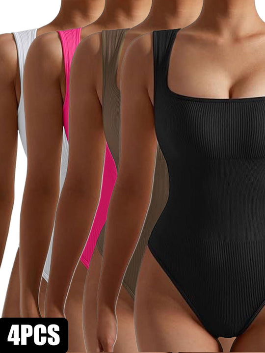 4-Pack Women’s Short-Sleeve Workout Rompers