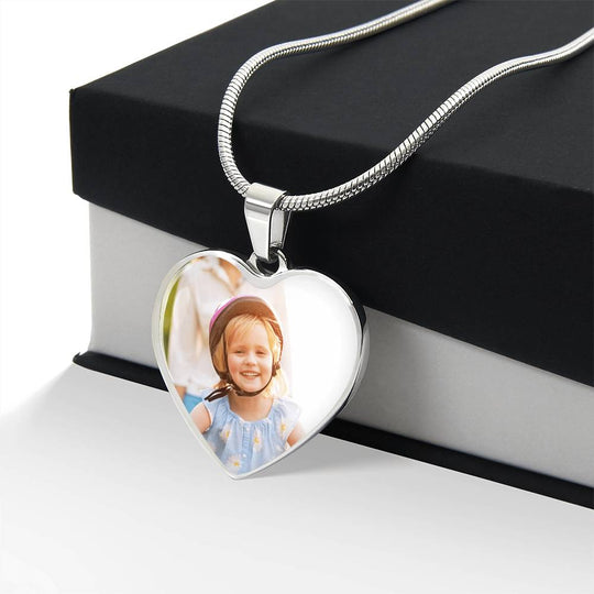 Personalized Heart Photo &amp; Engraving Necklace