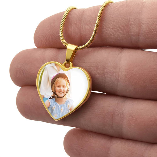 Personalized Heart Photo &amp; Engraving Necklace