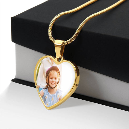 Personalized Heart Photo &amp; Engraving Necklace