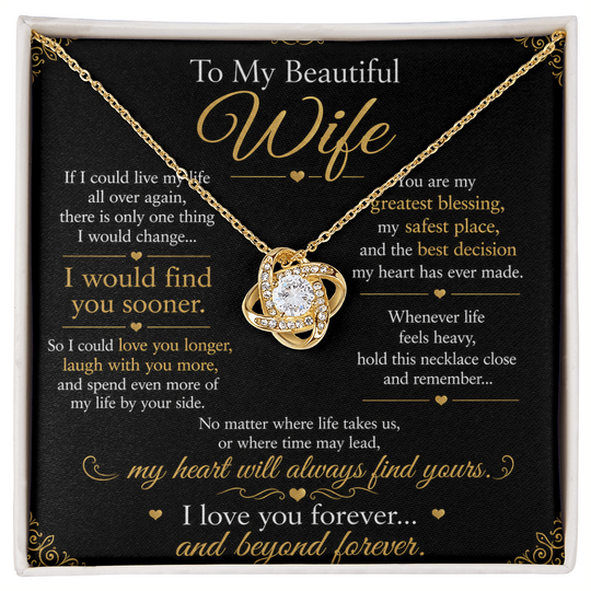 To My Beautiful Wife - Love Knot Necklace