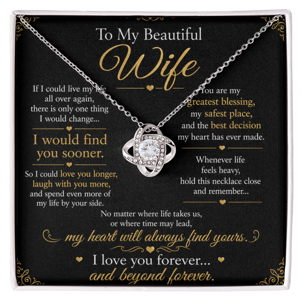 To My Beautiful Wife - Love Knot Necklace
