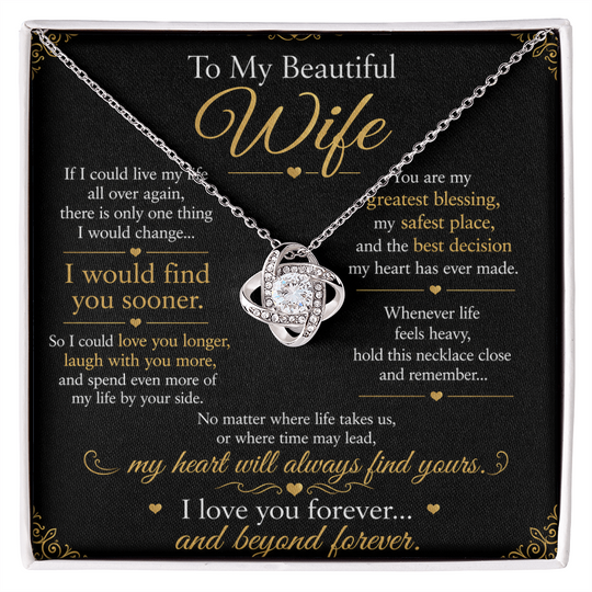 To My Beautiful Wife - Love Knot Necklace