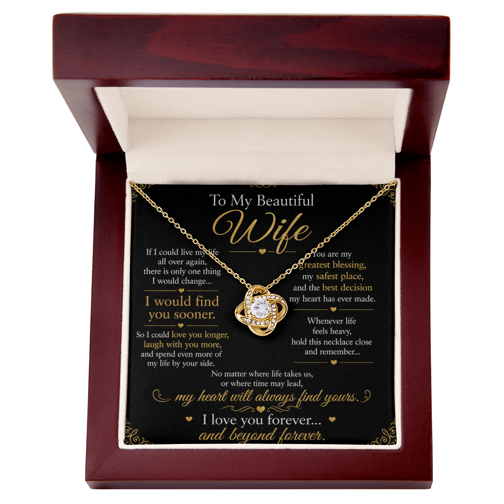 To My Beautiful Wife - Love Knot Necklace