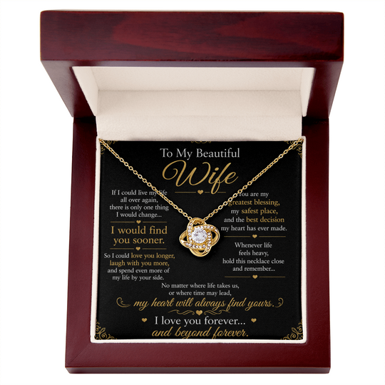 To My Beautiful Wife - Love Knot Necklace