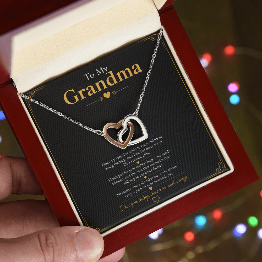 Grandma Interlocking Hearts Necklace Gift