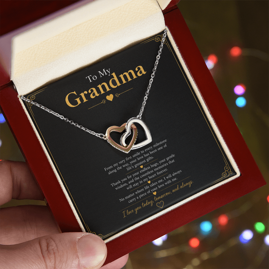 Grandma Interlocking Hearts Necklace Gift
