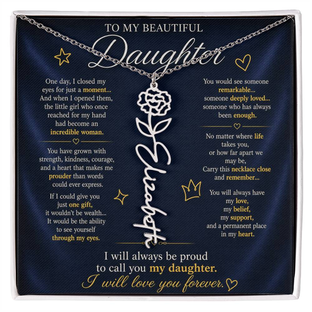 Daughter Flower Name Necklace