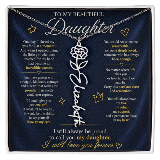 Daughter Flower Name Necklace