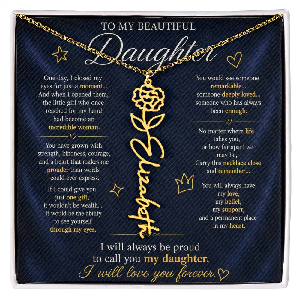 Daughter Flower Name Necklace
