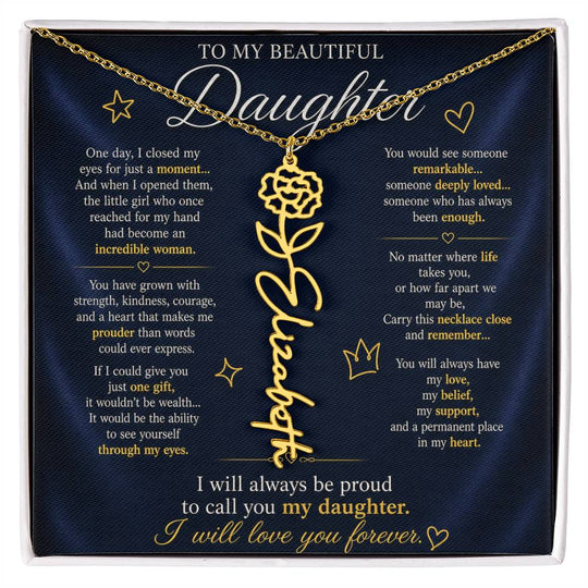 Daughter Flower Name Necklace