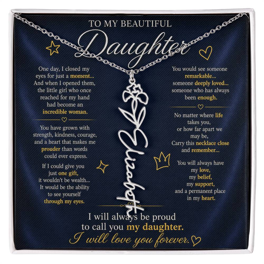 Daughter Flower Name Necklace