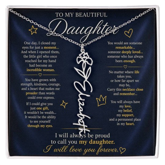Daughter Flower Name Necklace