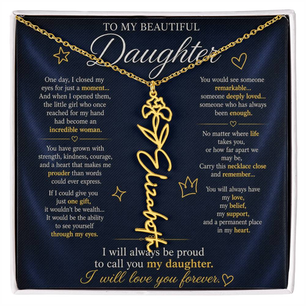 Daughter Flower Name Necklace