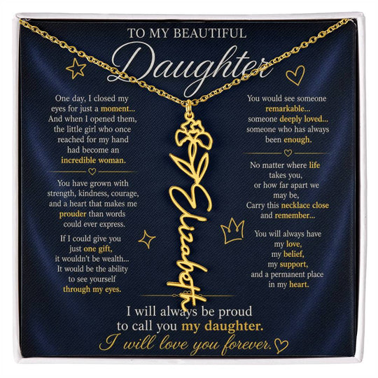 Daughter Flower Name Necklace