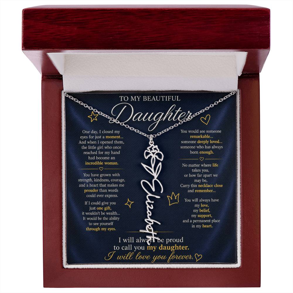 Daughter Flower Name Necklace