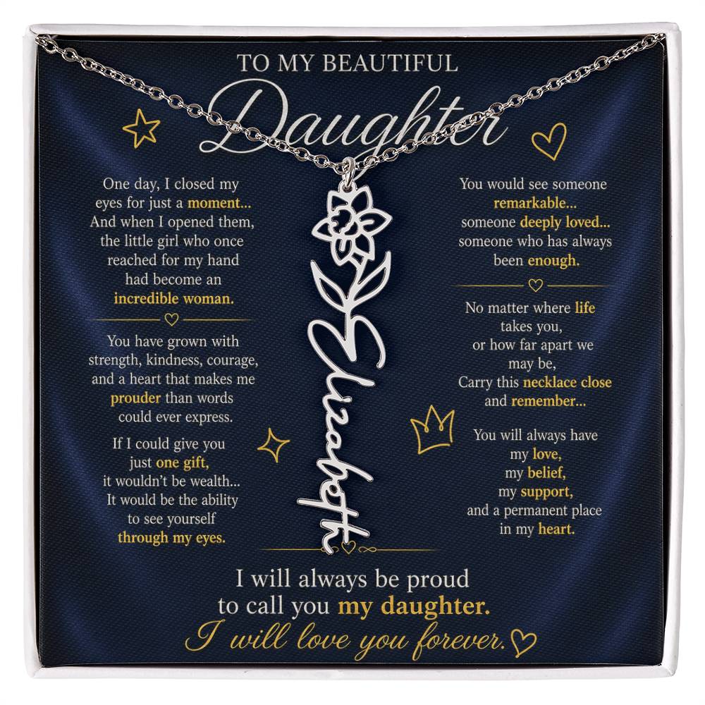 Daughter Flower Name Necklace