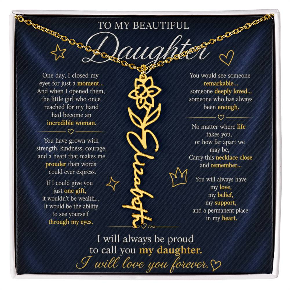 Daughter Flower Name Necklace