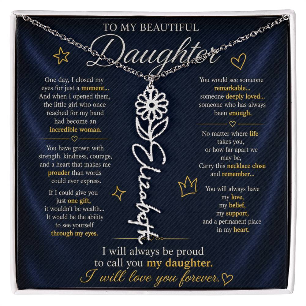 Daughter Flower Name Necklace