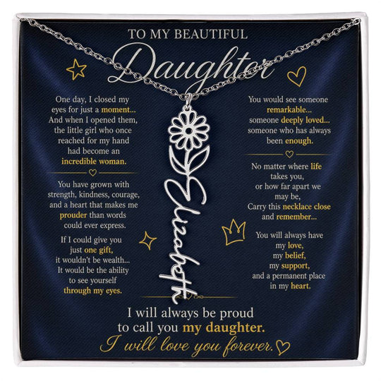 Daughter Flower Name Necklace