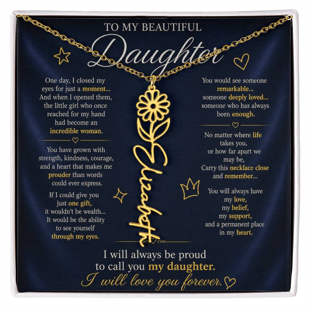 Daughter Flower Name Necklace
