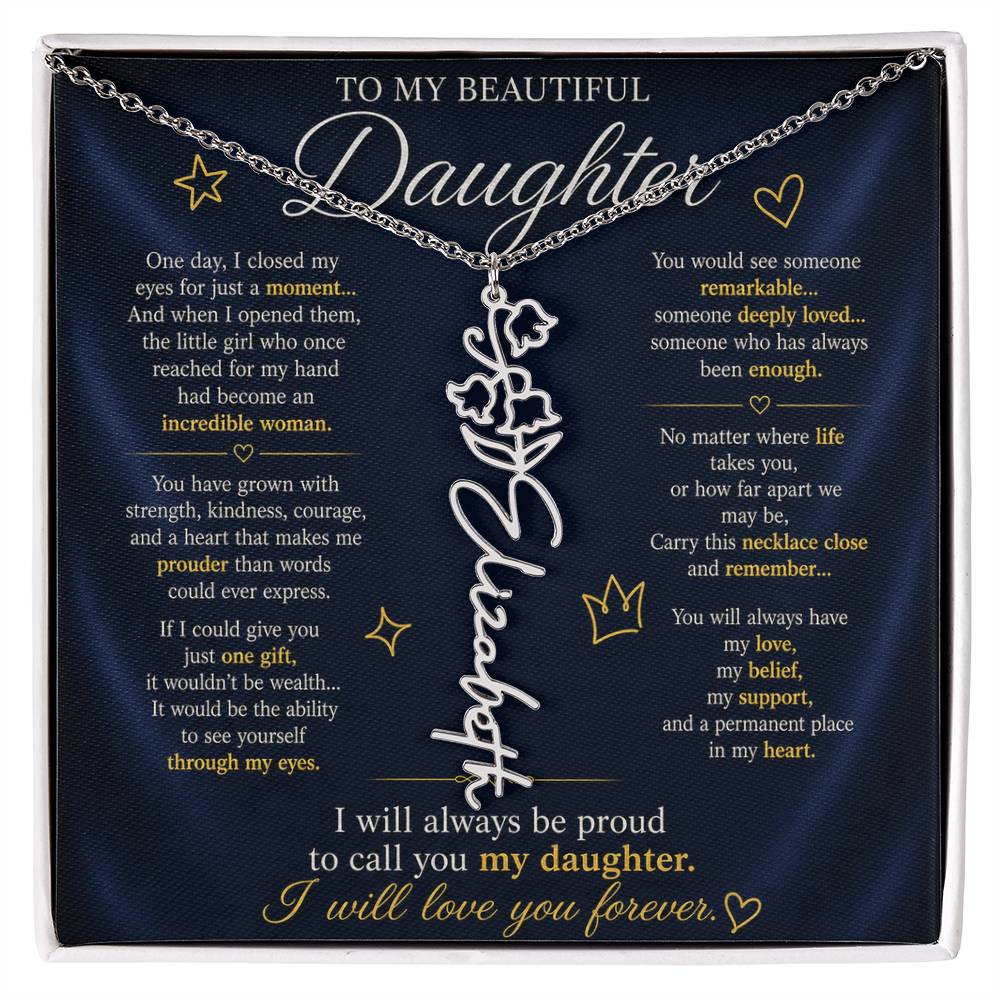 Daughter Flower Name Necklace