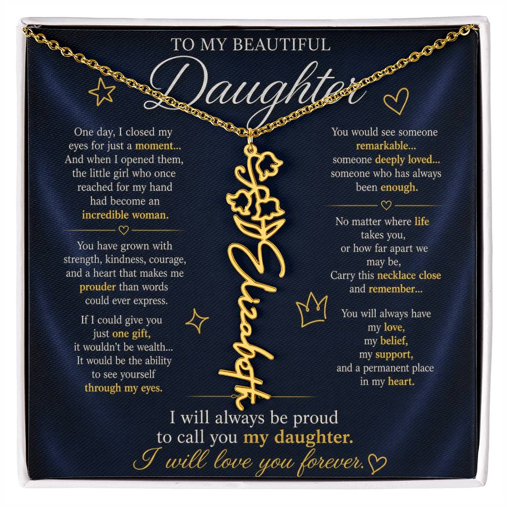 Daughter Flower Name Necklace
