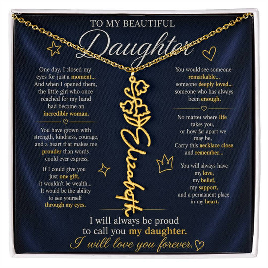 Daughter Flower Name Necklace