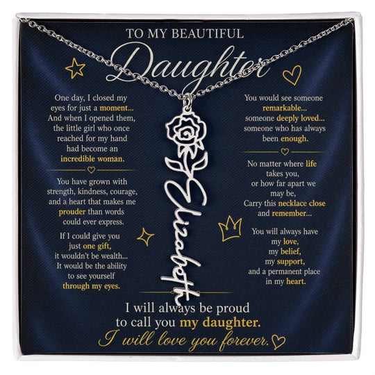 Daughter Flower Name Necklace