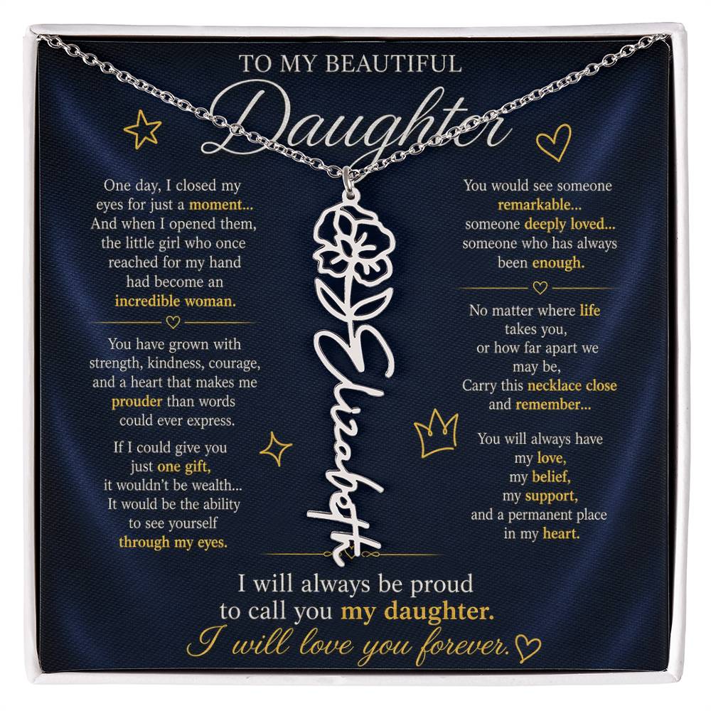 Daughter Flower Name Necklace