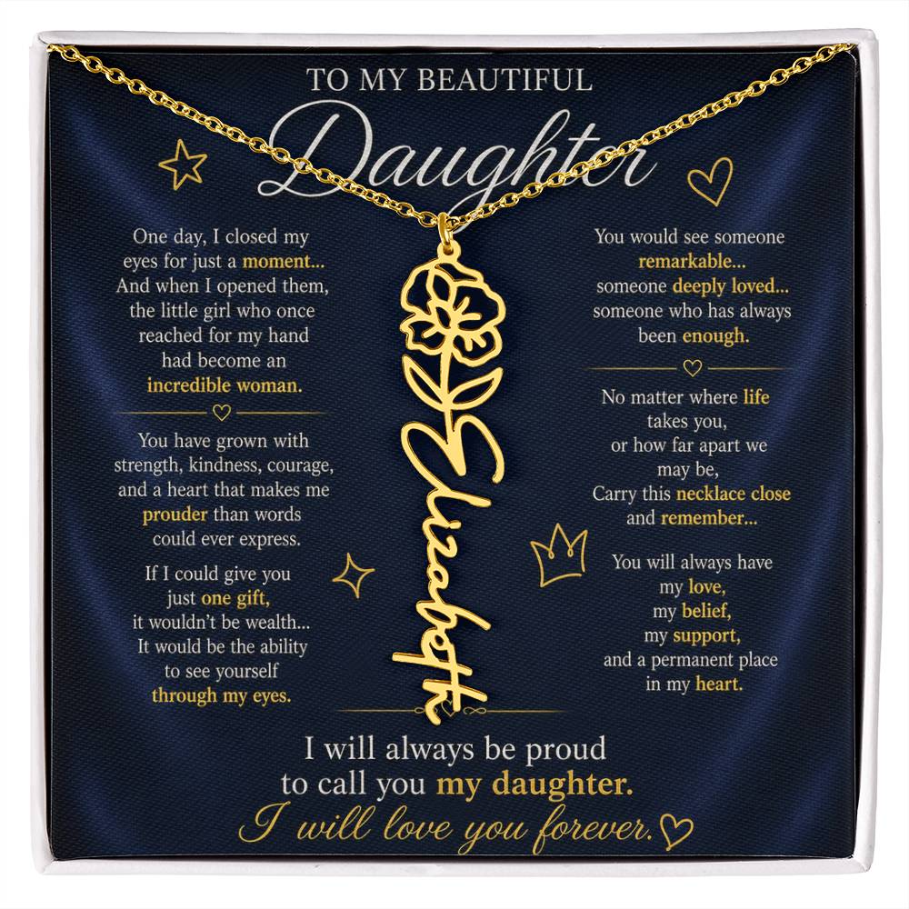 Daughter Flower Name Necklace