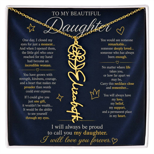 Daughter Flower Name Necklace