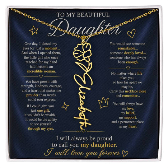 Daughter Flower Name Necklace